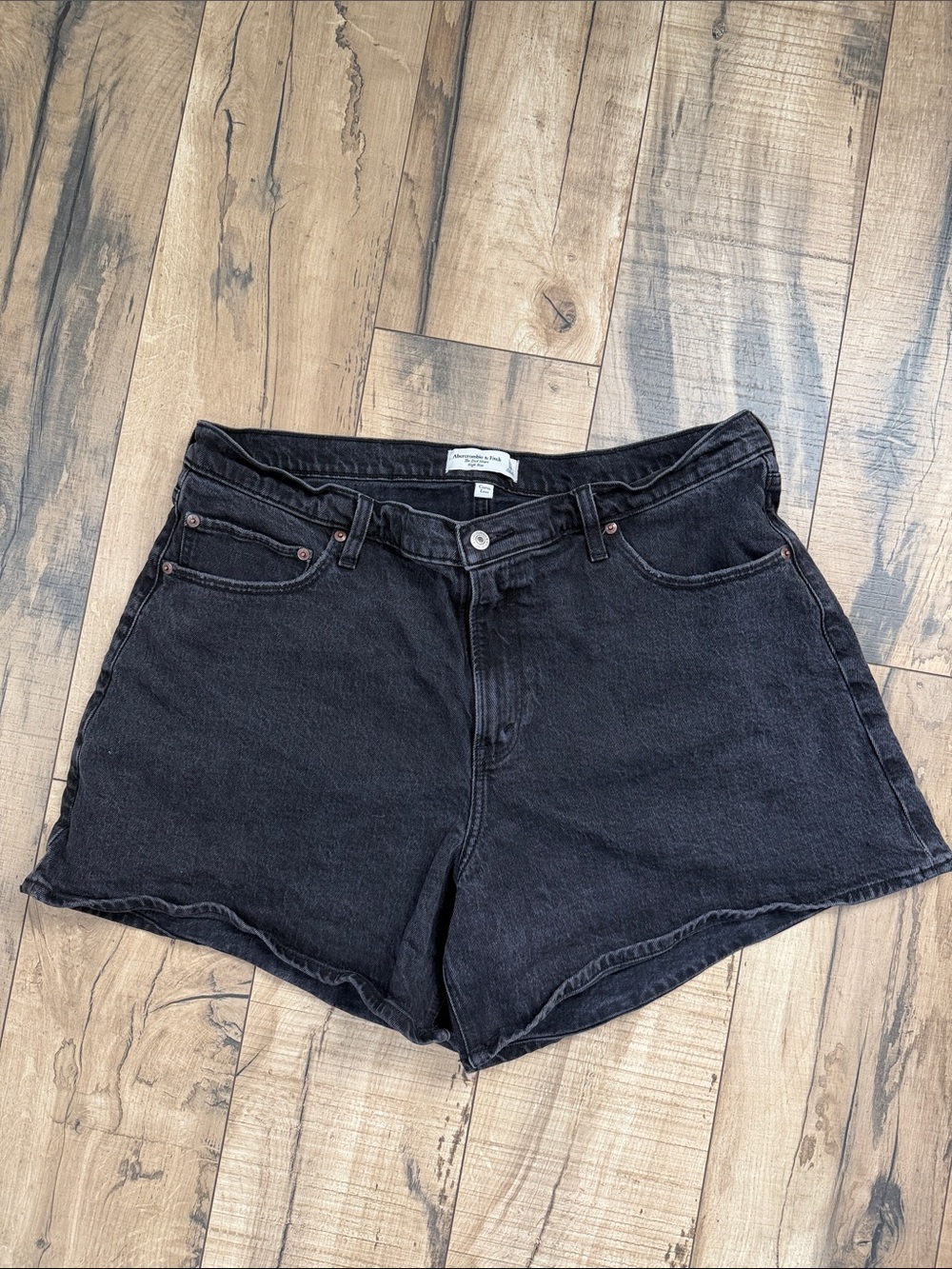 Abercrombie & Fitch Black High-Rise Denim Shorts